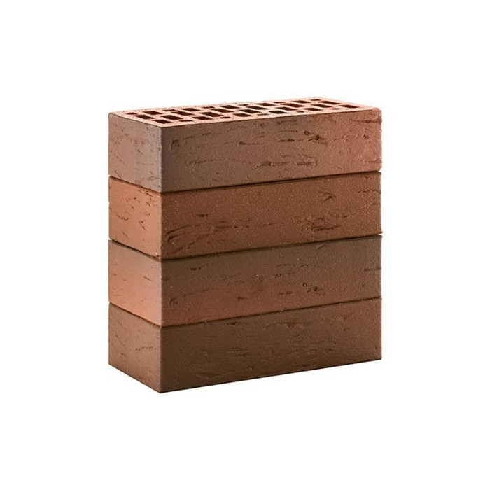 Кирпич облицовочный ЛСР красный флэш ультра рустик, утолщенные стенки, 250х120х65 мм
